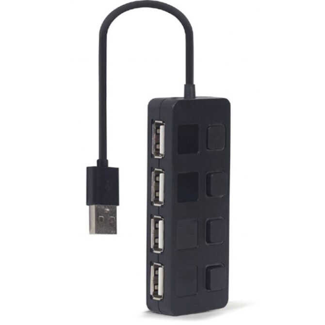 GEMBIRD USB 2.0 4portový hub s vypínači – černý