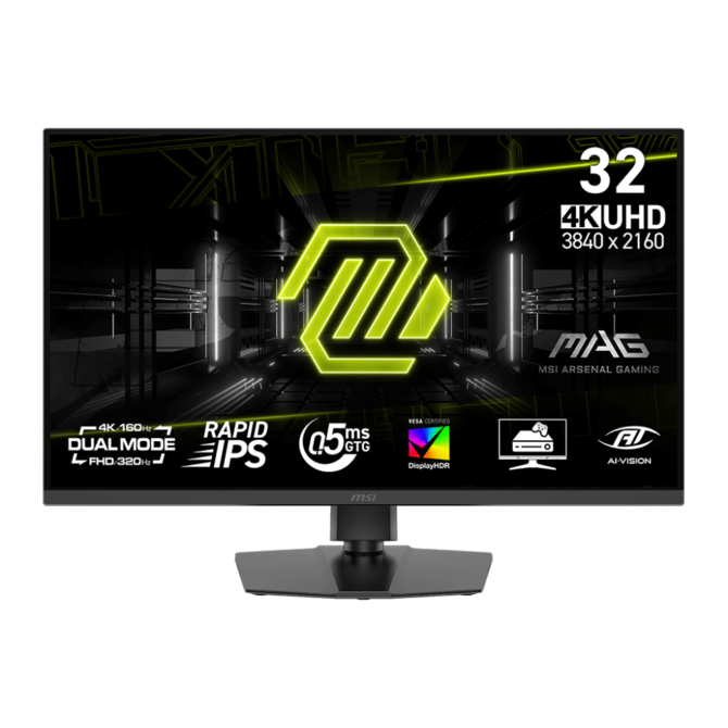 MSI Gaming monitor MAG 322URDF E16 31,5" Rapid IPS/3840 x 2160 UHD/160Hz/0,5ms/2xHDMI/DP/USB-A,B/Výšk.nast./Pivot/černá