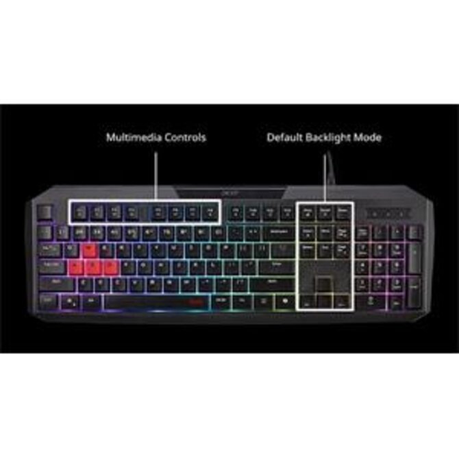 Acer Nitro Gaming Keyboard 100, Membrane Switch, 26 Anti-ghosting kláves