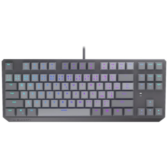 Endorfy Thock V2 TKL Klávesnice, herní, drátová, mechanická, Endorfy Red,CZ/SK layout, TKL, ARGB, hliníková konstrukce, USB, šedá