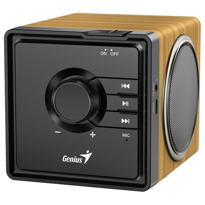 Genius SP-916BT Reproduktor,bezdrátový,Bluetooth,6W,USB-C,výdrž až 8 hodin,mikrofon,podpora Microsoft Copilot,barva světlé dřevo