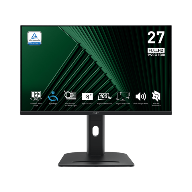 MSI monitor PRO MP275PG, 27"/1920 x 1080 (FHD)/IPS ,100Hz/1ms/HDMI/DP/D-Sub/Výšk. nast./Pivot/černá