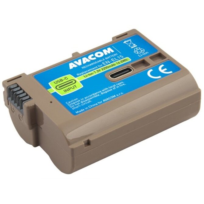AVACOM Náhradní baterie Nikon EN-EL15 vstup USB-C Li-Ion 7.2V 2250mAh 16.2Wh