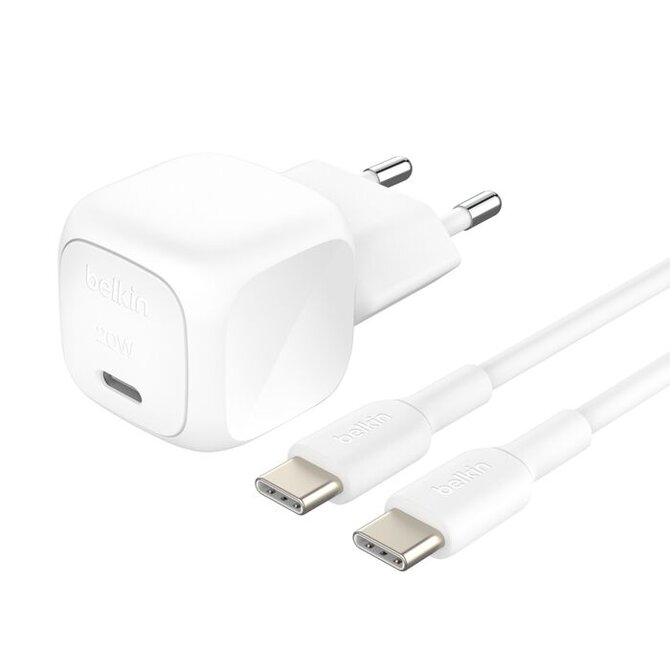 Belkin BOOST CHARGE™ 20W USB-C Power Delivery PPS nástěnná nabíječka + 1m USB-C na USB-C kabel, bílá