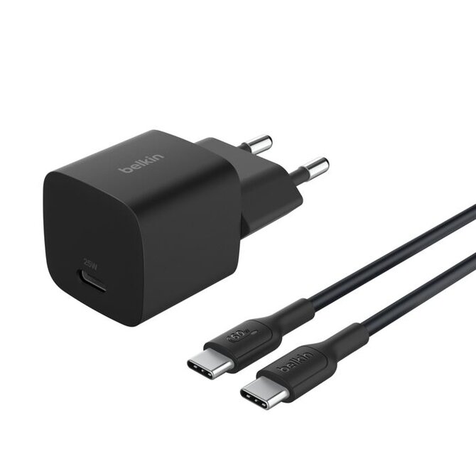Belkin BOOST CHARGE™ 25W USB-C Power Delivery PPS nástěnná nabíječka + 1m USB-C na USB-C kabel, černá