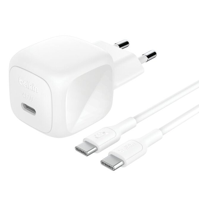 Belkin BOOST CHARGE™ 45W USB-C Power Delivery PPS nástěnná nabíječka + 1m USB-C na USB-C kabel, bílá