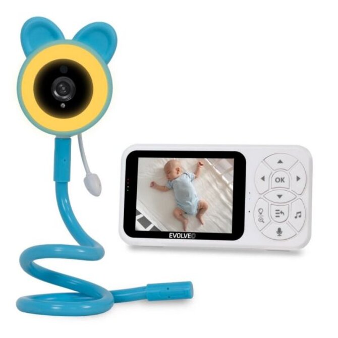 EVOLVEO Baby Monitor N35 – dětská chůvička s kamerou, VOX, teploměr, noční vidění, RGB světlo, Modrá