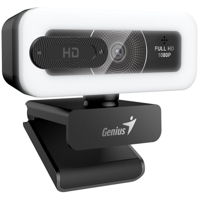 Genius FaceCam Light Webkamera, Full HD 1080p, LED osvětlení, vestavěný mikrofon, krytka soukromí, USB/C, černá