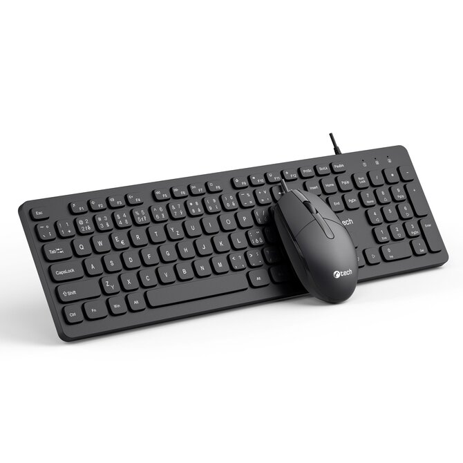 C-TECH KBM-105, drátový combo set klávesnice s myší, USB, CZ/SK