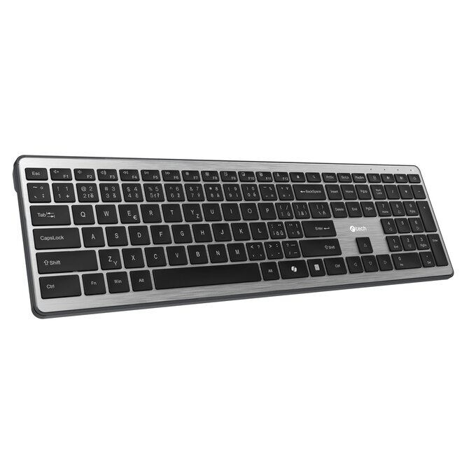 C-TECH klávesnice Quallis KB-118 Dual mode, bezdrátová, BT5.0 + 2,4GHz, scissors tlačítka, USB nano receiver, CZ/SK