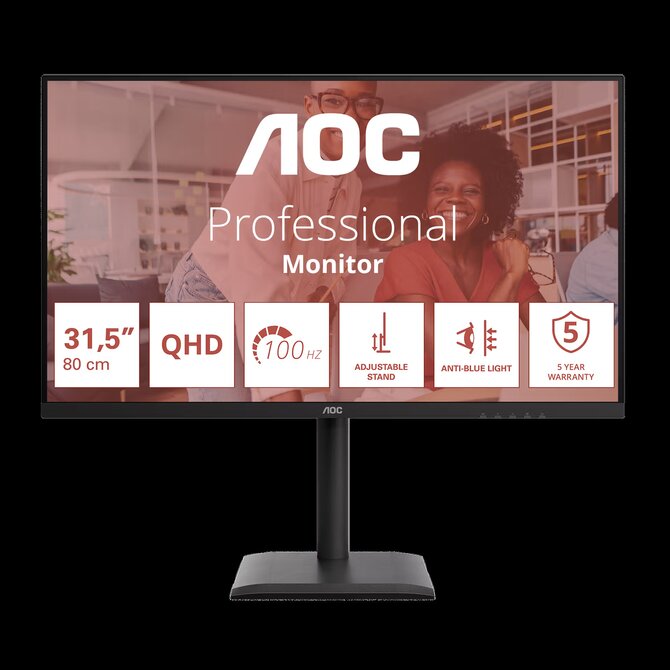 AOC LCD Q32E4U 31,5" IPS/2560x1440@100Hz/4ms/350cd/2xHDMI/DP/4xUSB/Repro/Pivot/HAS/VESA