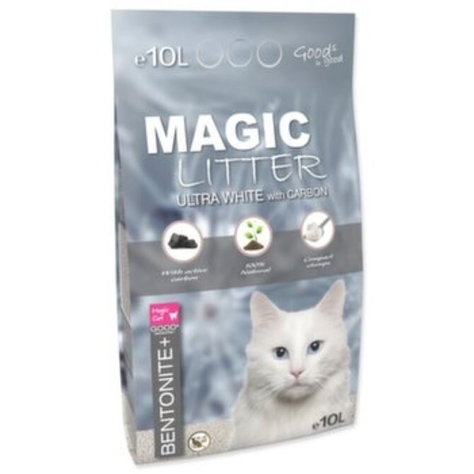 Kočkolit MAGIC LITTER Bentonite Ultra White with Carbon 10l