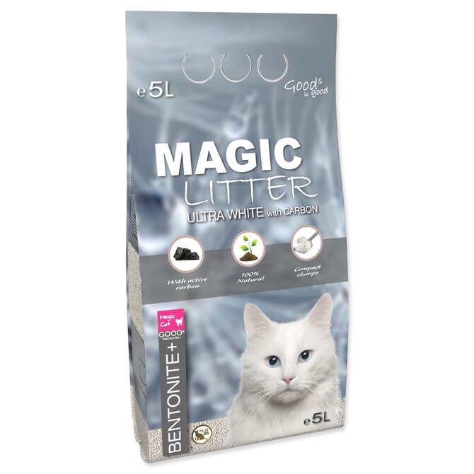 Kočkolit MAGIC LITTER Bentonite Ultra White with Carbon 5l