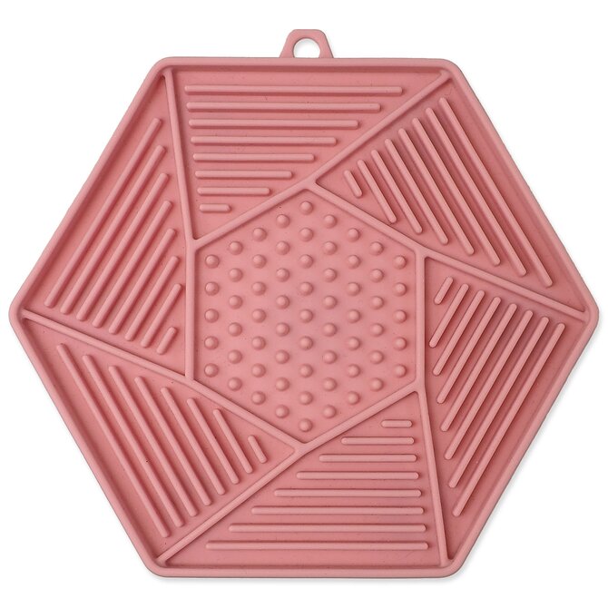 Podložka EPIC PET Lick & Snack lízací hexagon světle růžový 17 x 15cm