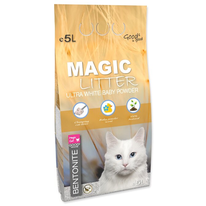 Kočkolit MAGIC LITTER Bentonite Ultra White Baby Powder 5l