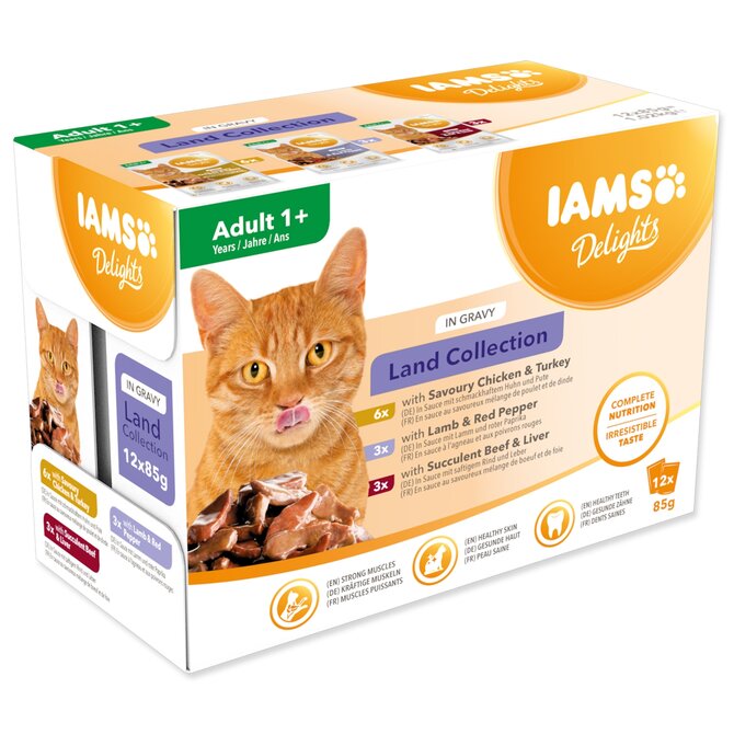 Kapsičky IAMS Delights suchozem. maso v omáčce multipack (12x85gr) 1020g