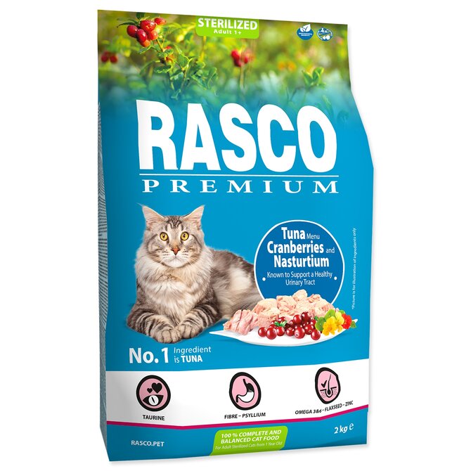 Granule RASCO Premium Sterilized tuňák s brusinkou a lichořeřišnicí 400g