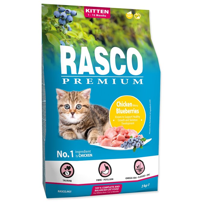 Granule RASCO Premium Kitten kuřecí s borůvkou 400g