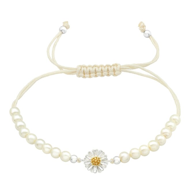 Bangles.cz Náramek Kopretina s korálky & nylonová šňůrka 2910 krémová, plastic pearl