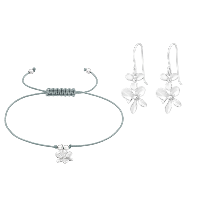 Bangles.cz Set náramek + náušnice Květiny + dárková krabička 2284 stříbrná, stříbro