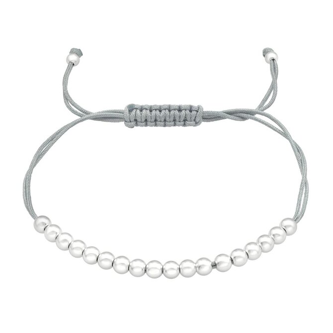 Bangles.cz Náramek korálky & nylonová šňůrka 954 šedivá, 12 - 24 cm, stříbro