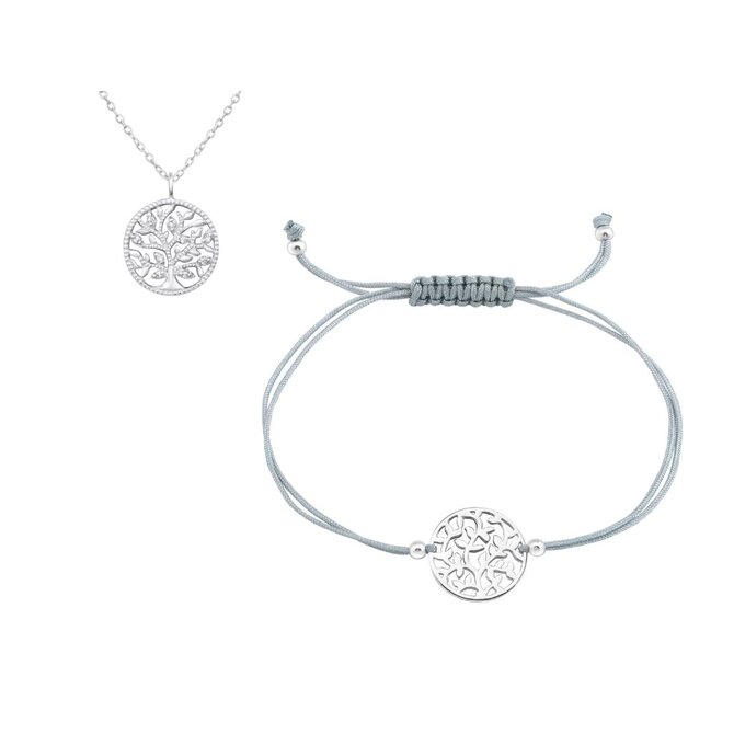 Set náramek + řetízek Strom života + dárková krabička 2284 stříbrná, stříbro