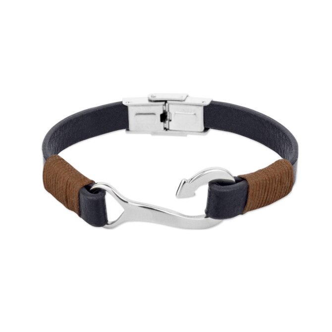 Pánský náramek Rybářský Háček & kůže 2512 modrá, 17 - 20 cm, kůže