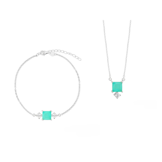 Set Green Glow retizek a naramek stribro 925 stříbrná, stříbro