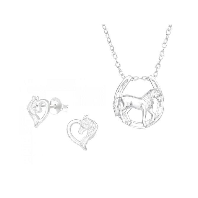 Set řetízek Kůň & Podkova + náušnice + dárková krabička 2311 stříbrná, stříbro