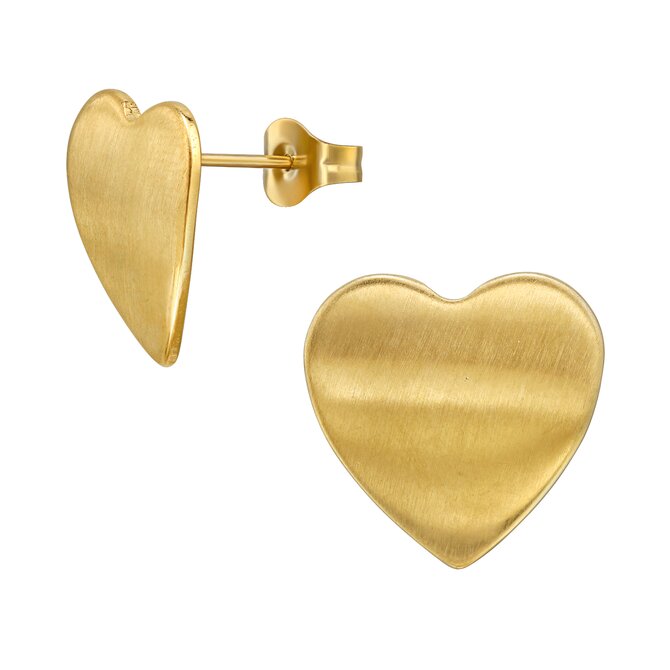 Náušnice Curved Hearts Gold 1523 zlatá, chirurgická ocel