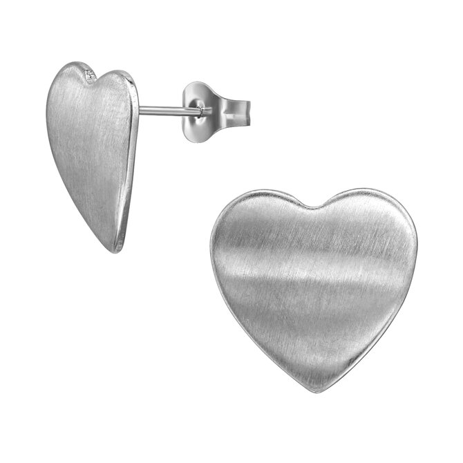 Náušnice Curved Hearts 1523 stříbrná, chirurgická ocel