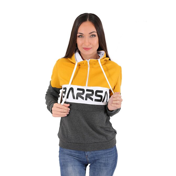 Dámská mikina s kapucí Barrsa Trio Grey/Mustard/White