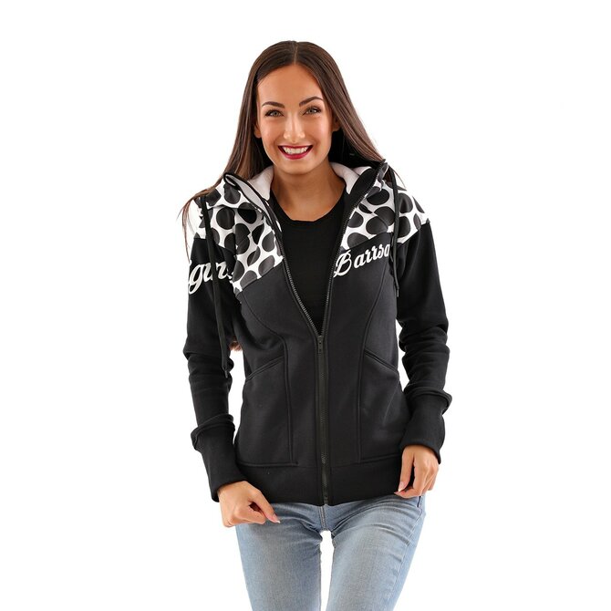 Dámská softshell bundomikina s kapucí na zip Barrsa Double Soft Script White Dots/Black/White