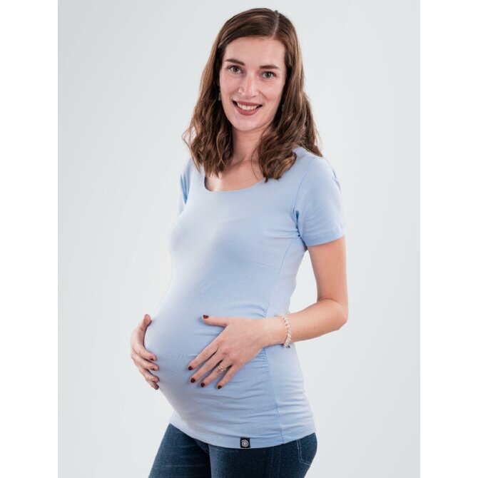 Bobánek Těhotenské tričko krátký rukáv - Světle modré S S