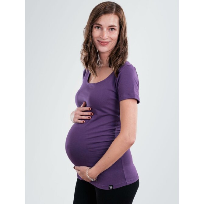 Bobánek Těhotenské tričko krátký rukáv - Fialové XL XL