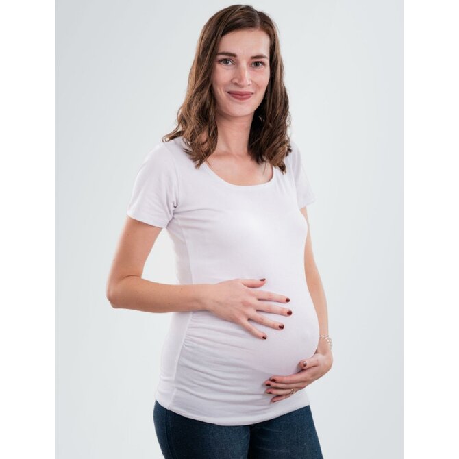 Bobánek Těhotenské tričko krátký rukáv - Bílé XL XL