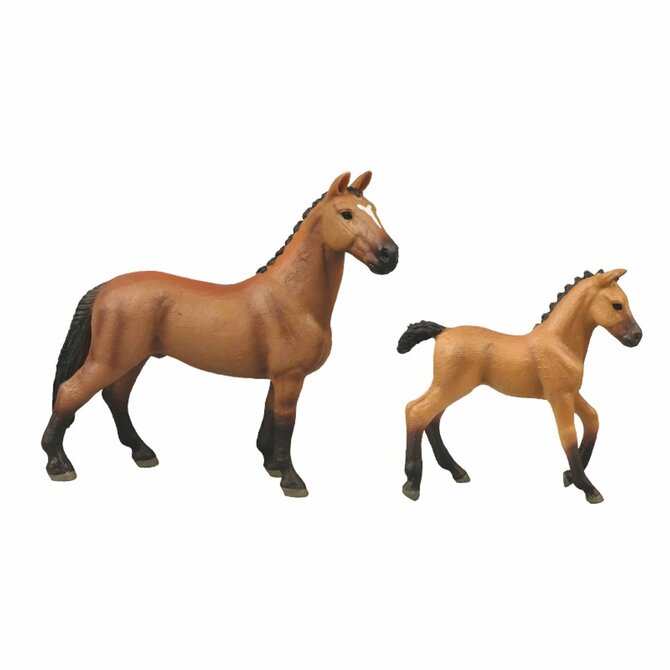 RAPPA Sada koně 2 ks s ohradou hnědý s bílou skvrnou
