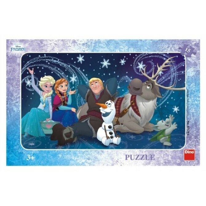 Dino Puzzle Sněhové vločky deskové 15 dílků Frozen/Ledové království 30x19cm