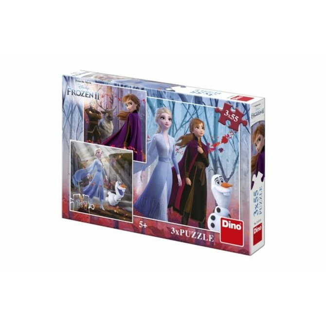 Dino Puzzle 3v1 Ledové království II/Frozen II 3x55dílků v krabici 27x19x4cm
