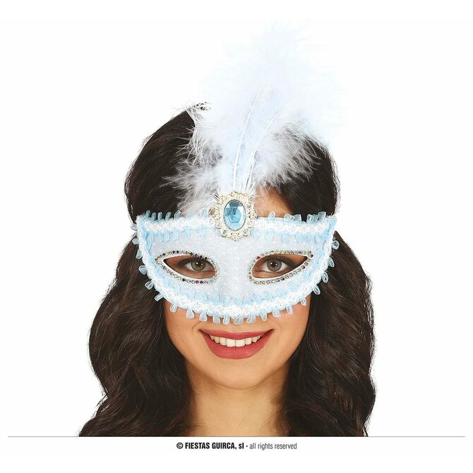 Fiestas Guirca Modrá maska ​​s peřím
