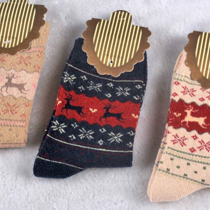 Vánoční ponožky s norským vzorem - modré