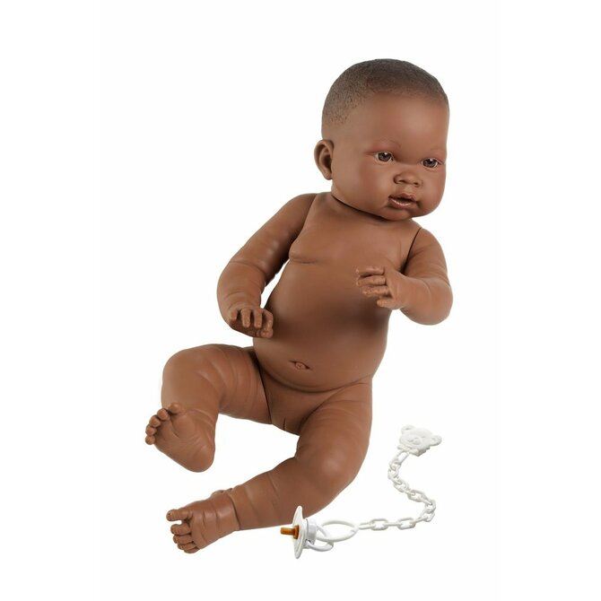 Llorens  NEW BORN HOLČIČKA - realistická panenka miminko černé rasy s celovinylovým tělem - 45 cm