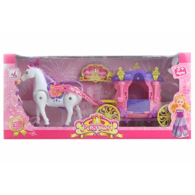 Kůň s kočárek baterie pro panenky malé