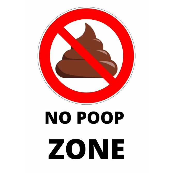 Plechová cedulka No poop zone