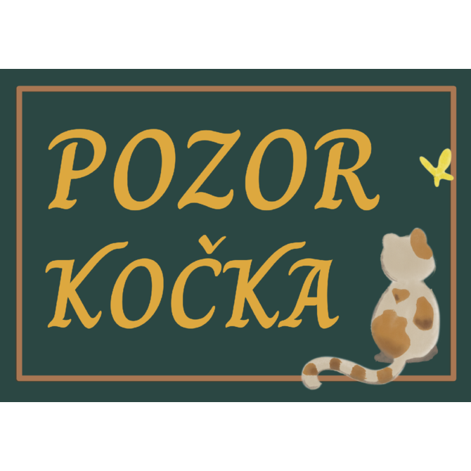 Plechová cedulka Pozor kočka