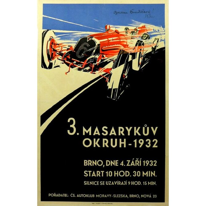 Plechová cedule Grand Prix 1932 Velikost: A5 (20 x 15 cm)
