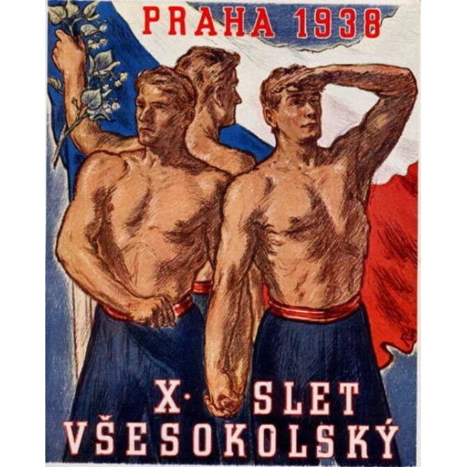 Plechová cedule Všesokolský slet 1936 Velikost: A5 (20 x 15 cm)