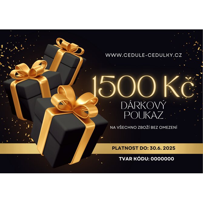 Dárkový poukaz 1500 Kč - emailem