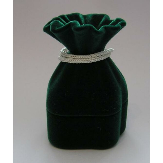 Sametová krabička na šperky - měšec zelený