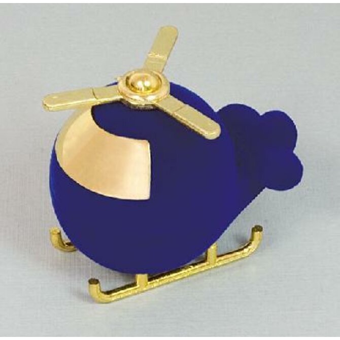 Sametová krabička na šperky - modrý vrtulník